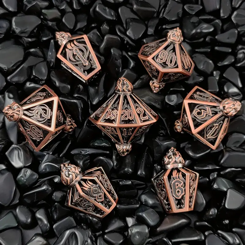 7pcs Copper Hollow Dice Set -Copper Lantern
